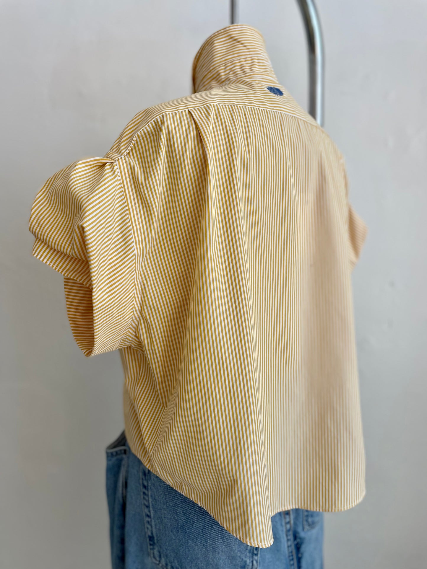 Saffron Stripe Short Sleeve Crop