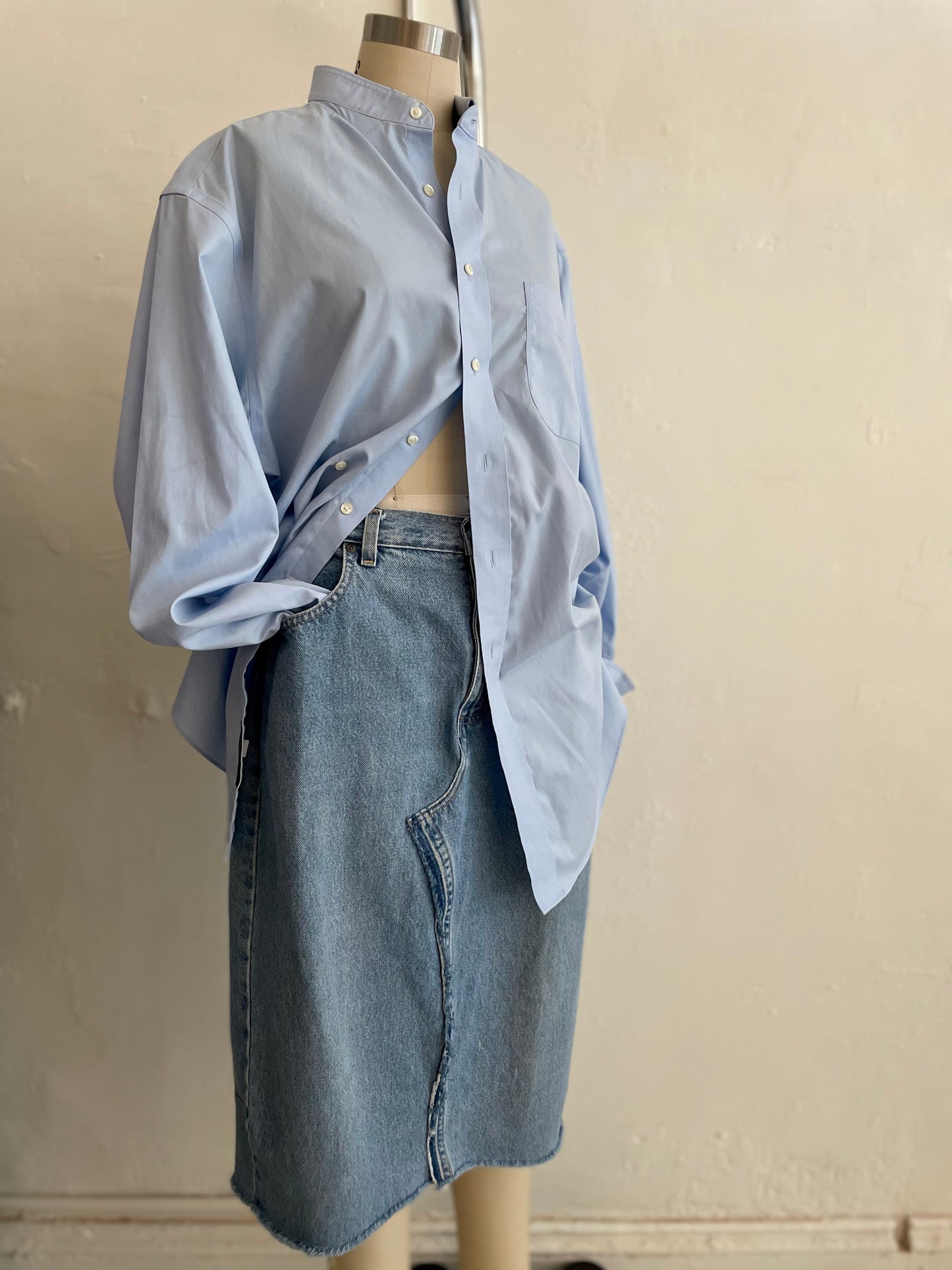 Blue Ruched Long Sleeve