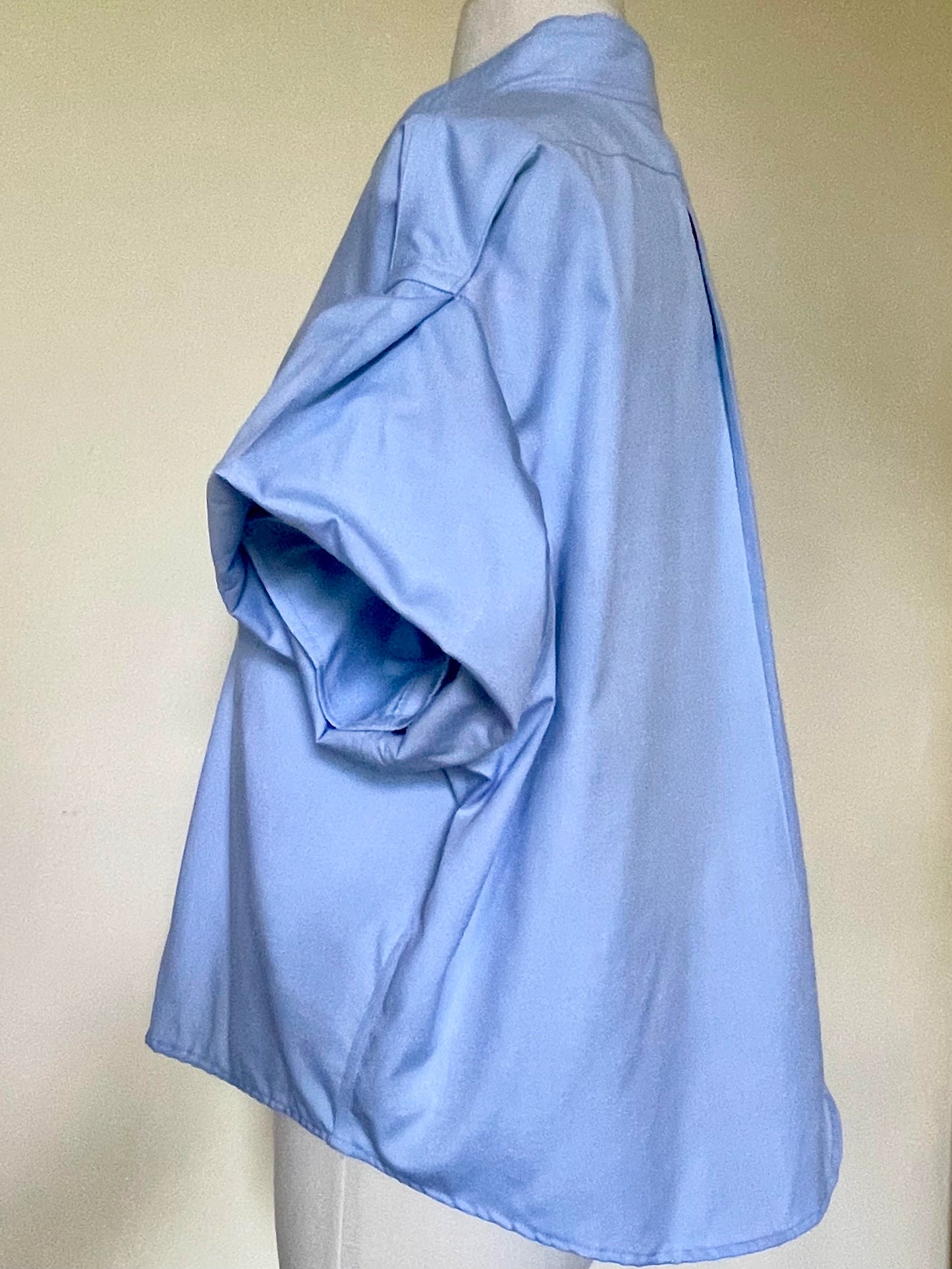 Blue Oxford Short Sleeve Cropped