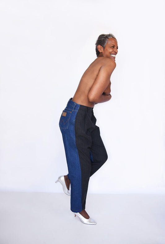 Merged Charcoal Pinstripe Denim