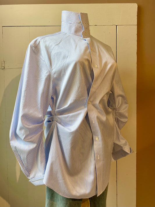 Striped Ruched Long Sleeve Shirt