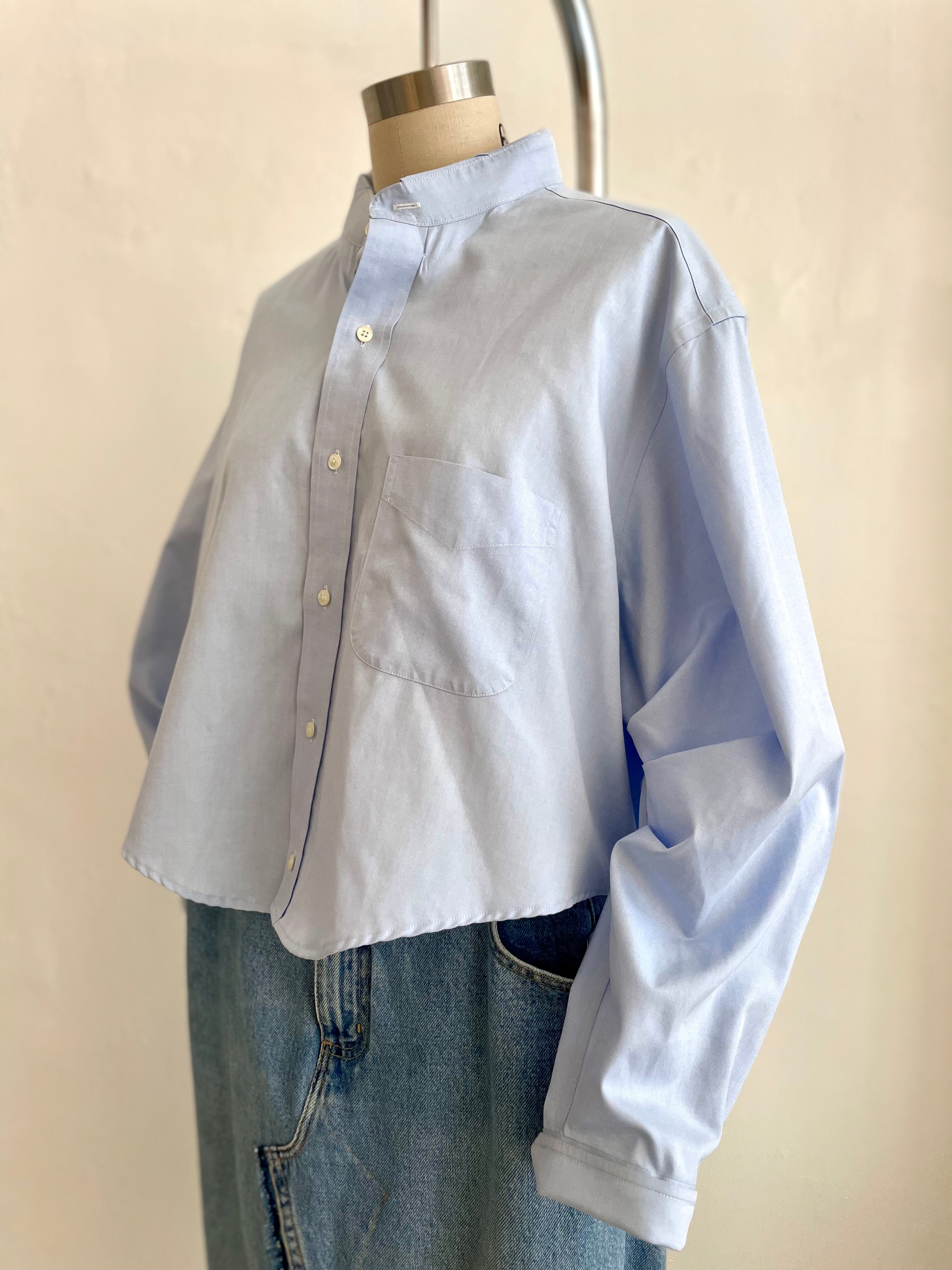 Blue Long Sleeve Cropped Shirt – Chamberlain R E G E N E R A T E D