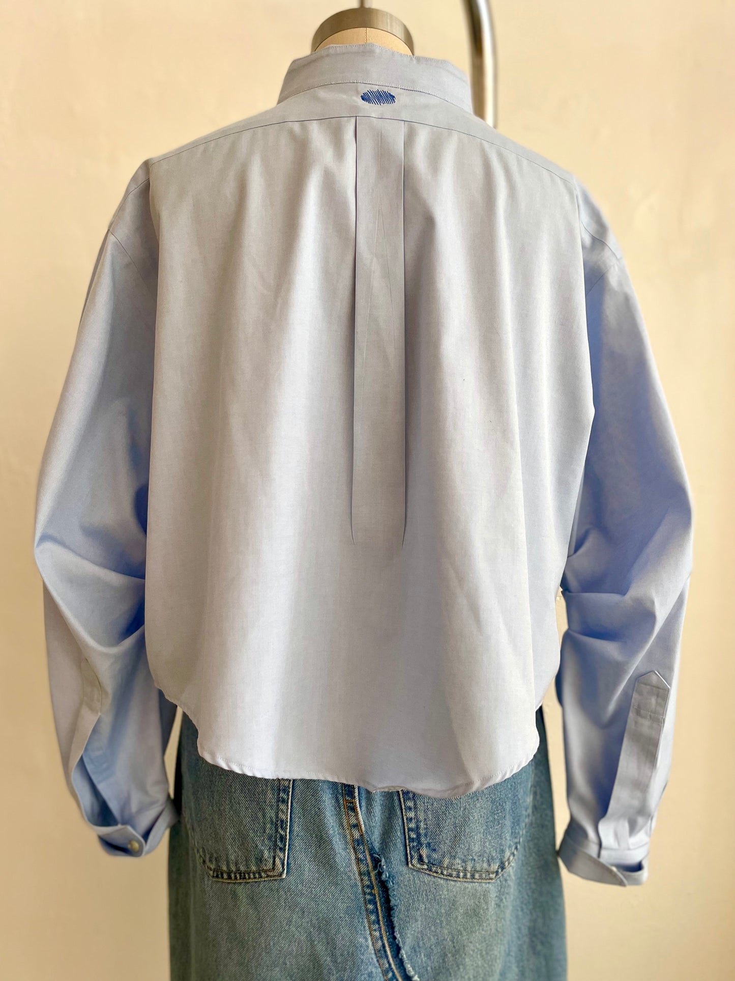 Blue Long Sleeve Cropped Shirt – Chamberlain R E G E N E R A T E D