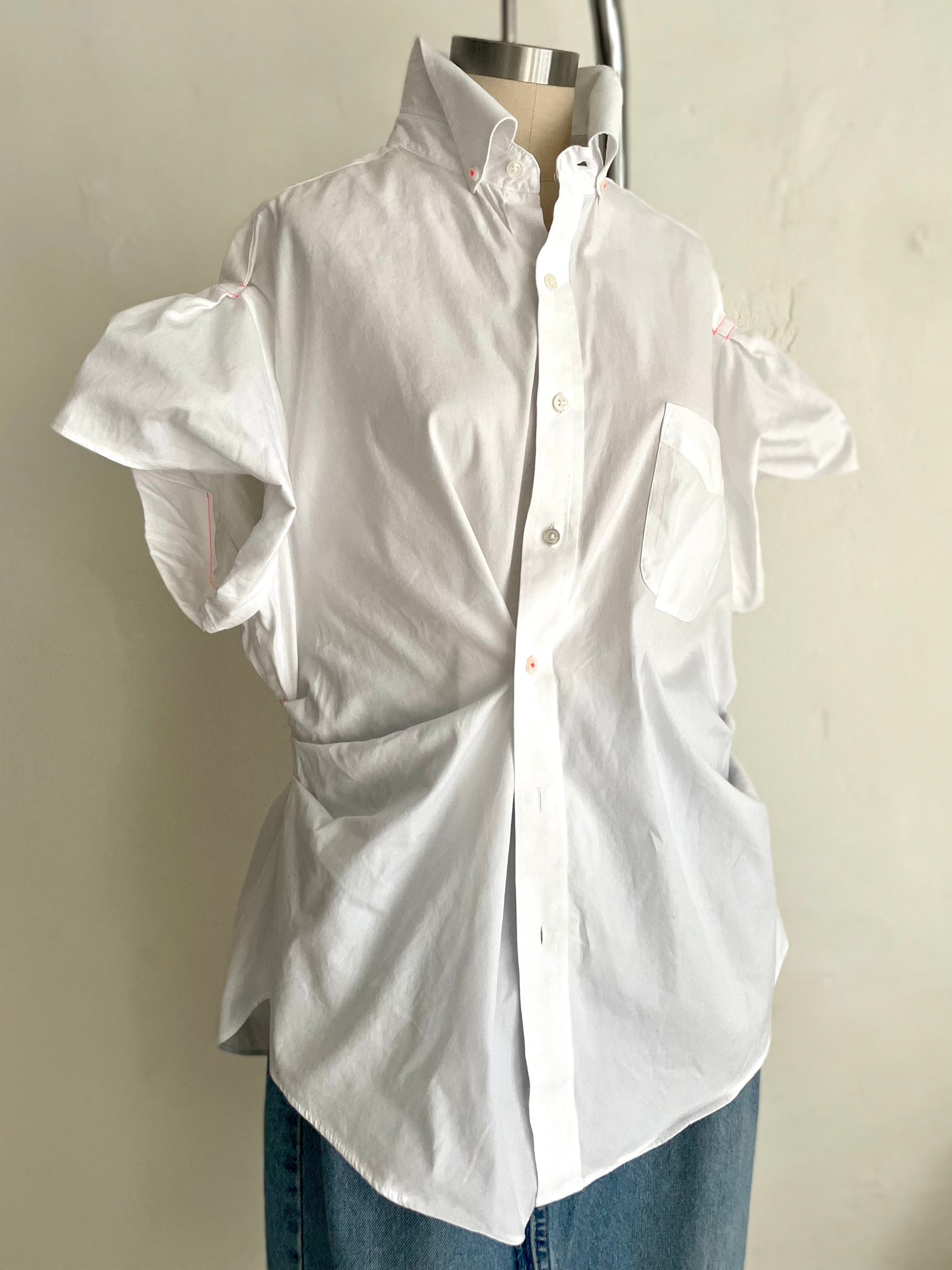 White sales ruched shirt