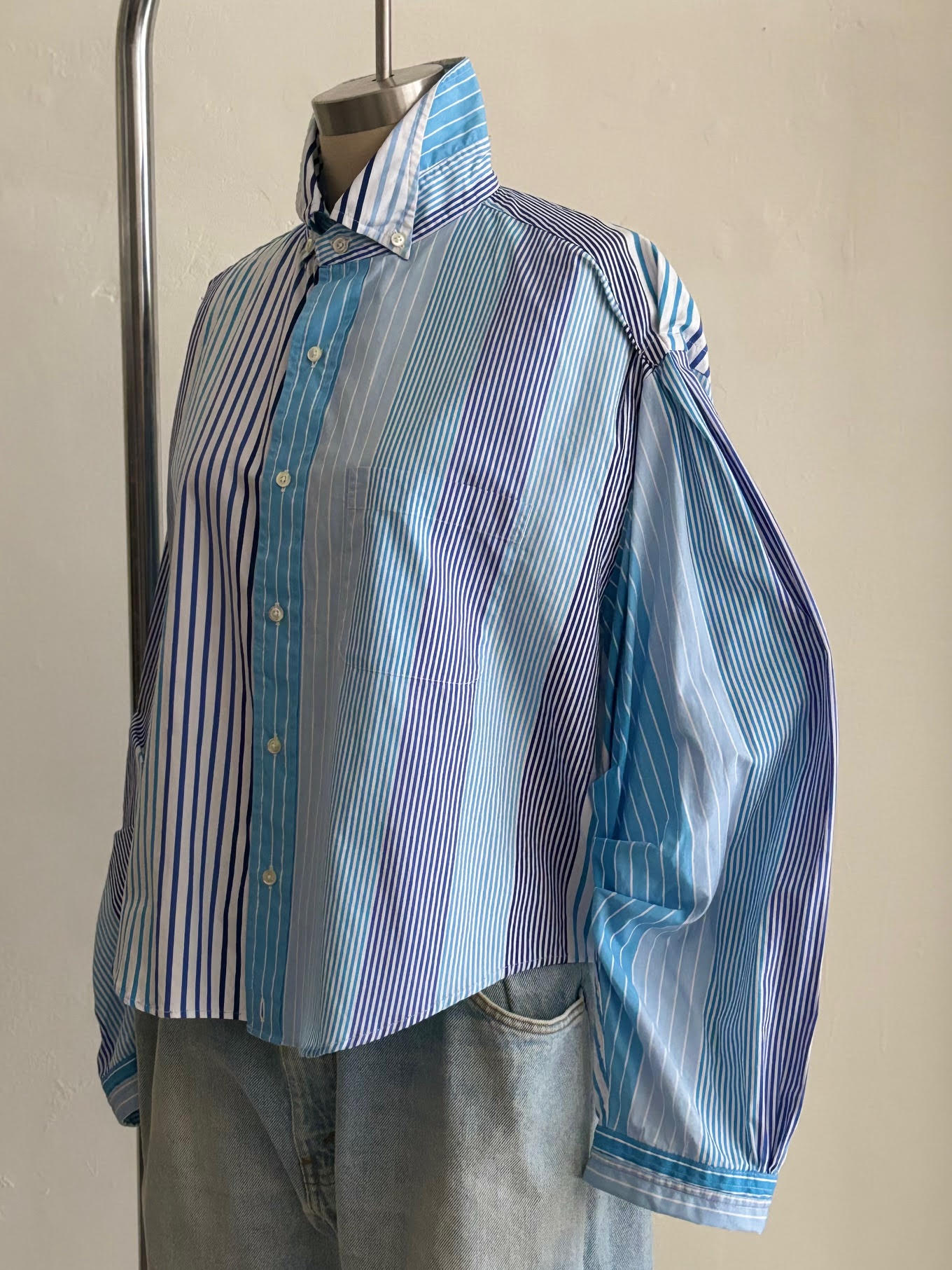 Multi-Striped Cropped Shirt