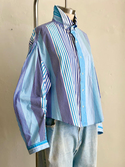 Multi-Striped Cropped Shirt