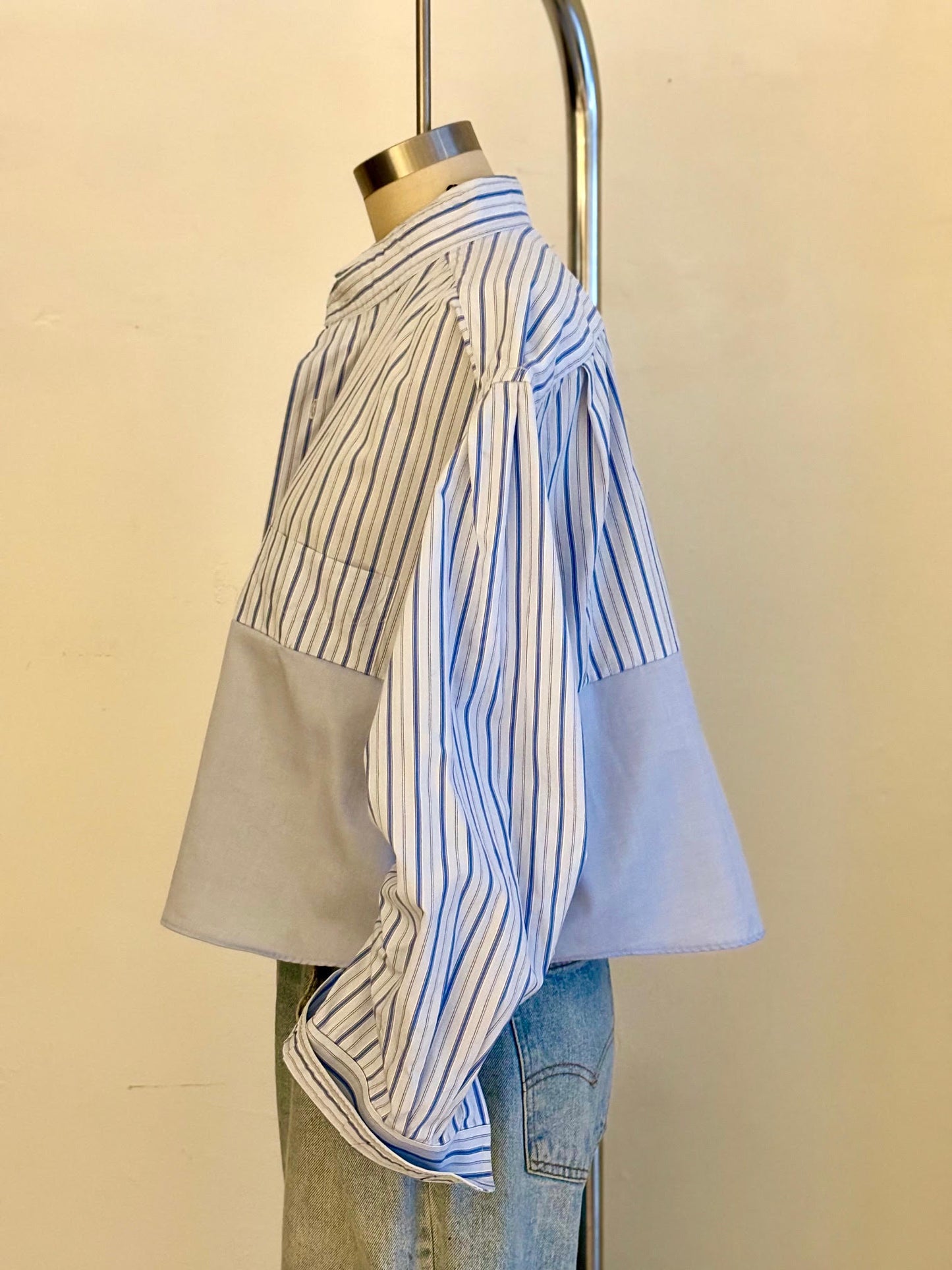 Blue Stripes Half-and-Half Shirt