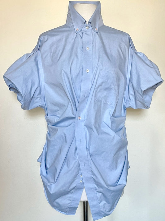 Blue Ruched Oxfort Shirt