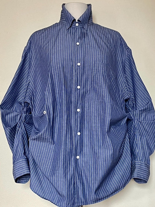 Blue and White Poplin Long Sleeve