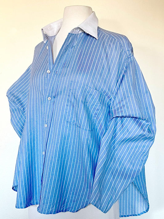 Blue and White Stripe Long Sleeve Shirt