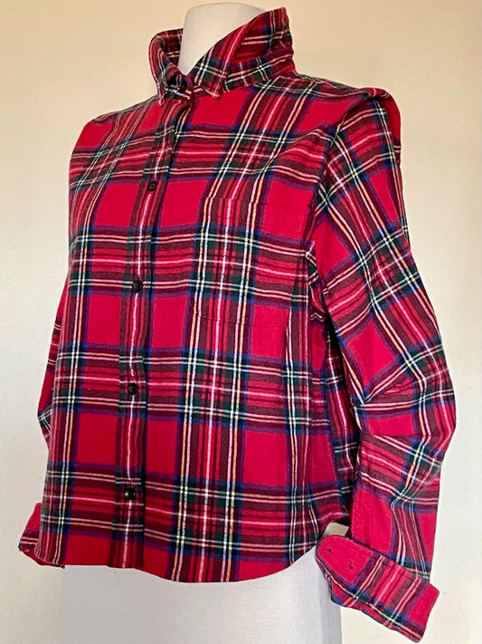 Red Flannel Long Sleeve Crop