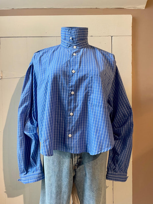Cropped Blue Long Sleeve Shirt